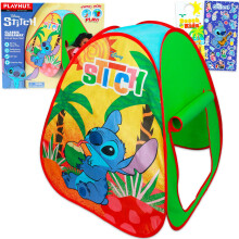 Tienda de campaa desplegable Stitch para nios - Paquete con tienda de campaa Disney para nios y nias y pegatinas Ms | Tienda de campaa Lil