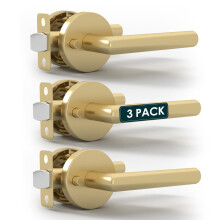 Mega Handles Ronn Privatsphäre Türgriff - 3er Pack Innenumkehrbarer Gold Türgriff, Robuste Bad- & Schlafzimmergriffe