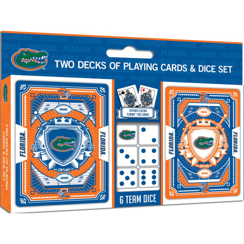 Set di 2 carte e dadi MasterPieces NCAA Florida Gators