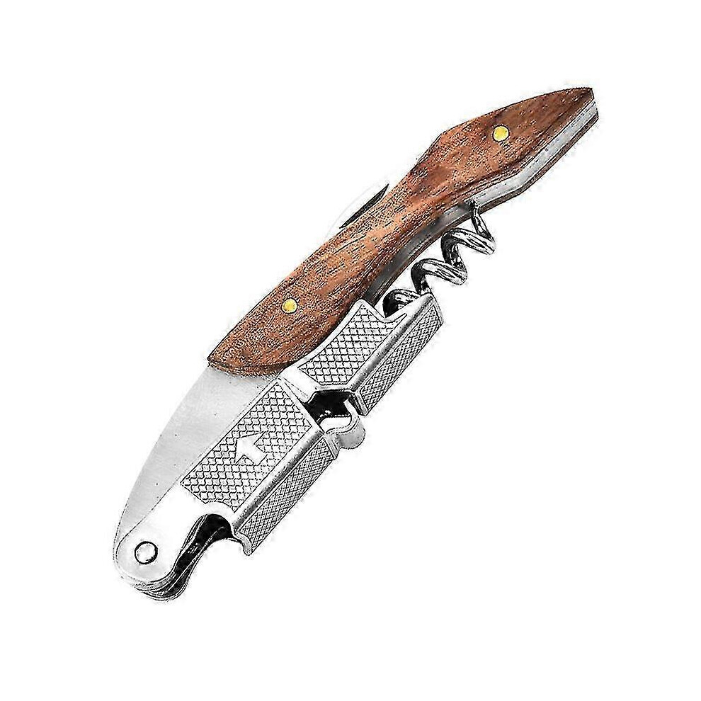 1 professional corkscrew, sommelier knife, sommelier knife with bottle opener and foil cutter, stainless steel and redwood bottle opener