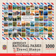 MasterPieces Nationale Parken Reispostzegels 1000 stukjes puzzel voor volwassenen 19,25"" bij 26,75""