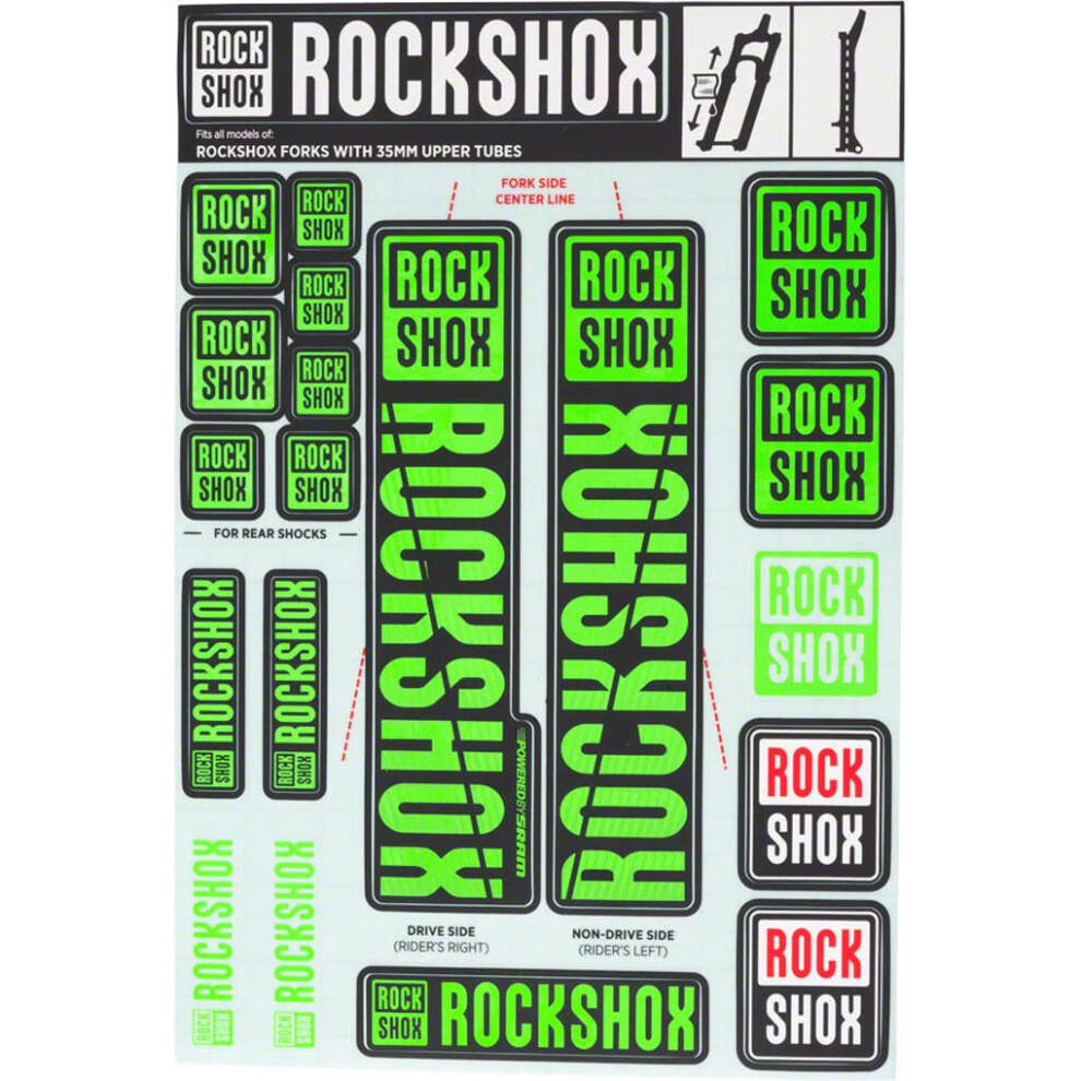 Rockshox Decal Kit Ne05 My18 Pike/Lyrik/Yari/Domain/Revelation Green