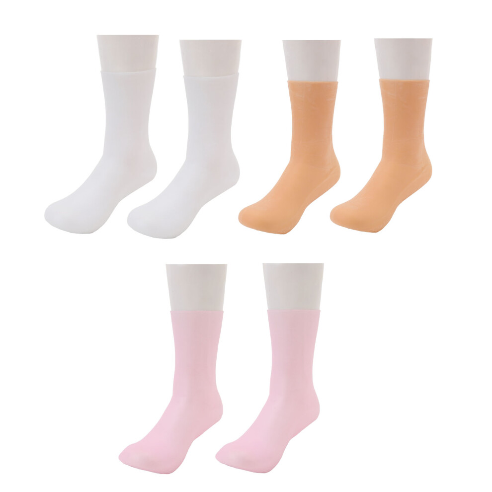 (L) 3 Pairs Silicone Moisturizing Elastic Socks for Dry Cracked Feet