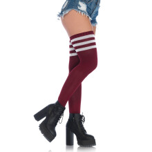 Atleet Thigh Hi W/ 3 Stripe Top O/S BURGUNDY
