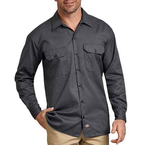 Dickies Dickies Herren-Langarm-Arbeitshemd, Anthrazit, Medium