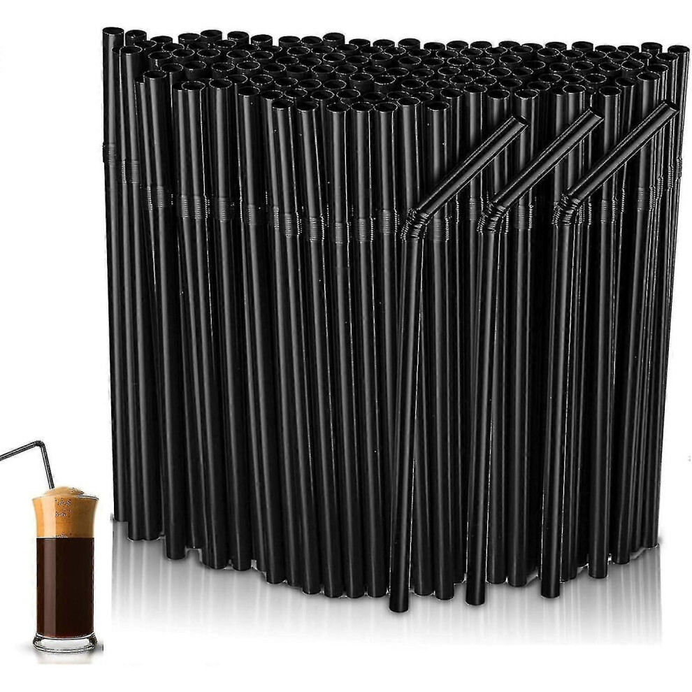 600 Pcs Black Reusable Plastic Straws for Drinks, Bar, Party, Home, 22cm (6mm Gauge)