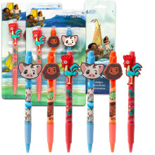 Juego de recuerdos de fiesta de Disney Moana para niρos  Paquete con 6 bolνgrafos Moana con clip de goma para personajes, 6 hojas de pegatinas y