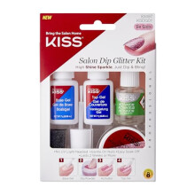 KISS Salon Dip Powder Neglekit Indeholder 7g Base Gel 7g Top Gel 7,5ml Activator 9g Pink Glitter Dip Powder Dust Sponge Erstatning Gel Brush Negl