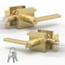Mega Handles - Prime Entrance Handle Entry Lever Door Handle Heavy Duty Square Locking Lever Set for Left or Right-Handed Doors Interior/Exterior
