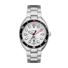 Montre  trois aiguilles en acier inoxydable  quartz Breaker pour hommes Fossil Couleur : Argent (Modle : FS6063)
