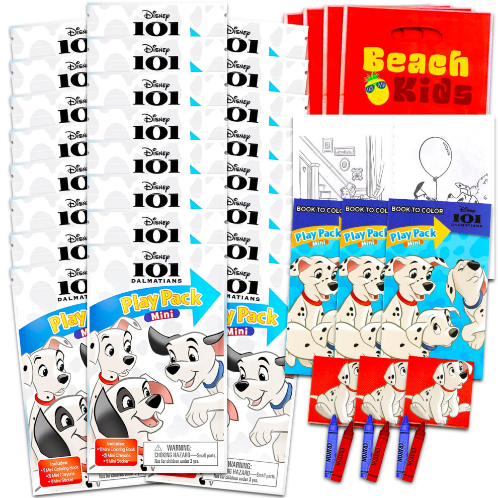 Disney 101 Dalmatians Mini Party Favors Set For Kids - Bundle With 24 Mini 101 Dalmatians Grab N Go Play Packs With Coloring Pages Stickers And More