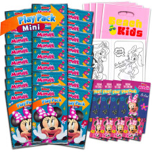 Disney Minnie Mouse Party Favors Ensemble d'anniversaire  Bundle avec 24 packs de jeu | Mini autocollants de livres de coloriage pour sacs Goodi