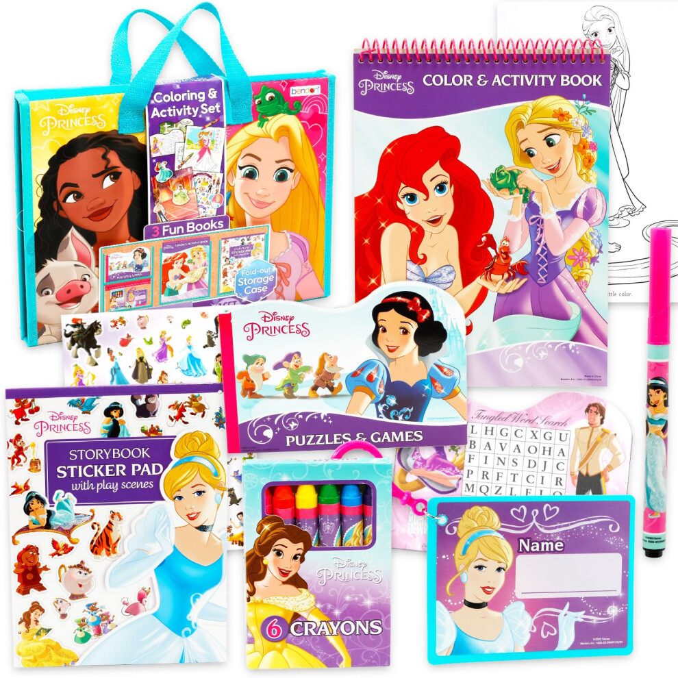 Disney Princess Ultimate Activity Set - Arts And Crafts Portfolio With Coloring Books Stickers Games Puzzles Drawing And More | Princess A