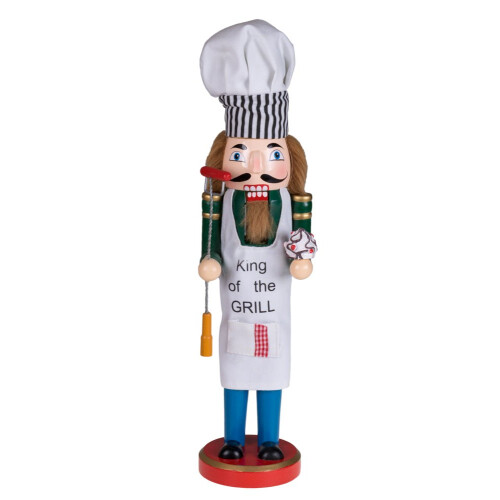 Clever Creations Grillmaster Quebra-nozes de Madeira Tradicional de 15 Polegadas, Decoração Natalina