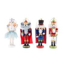 Clever Creations Nutcracker Suite 4 Pack 5 Inch Traditional Wooden Nutcracker Ornaments Festive Christmas Tree D?cor