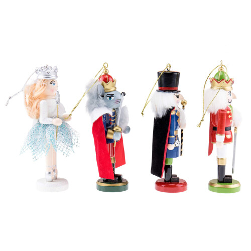 Clever Creations Conjunto Quebra Nozes 4 Peças 5 Polegadas Ornamentos de Madeira Tradicional 1
