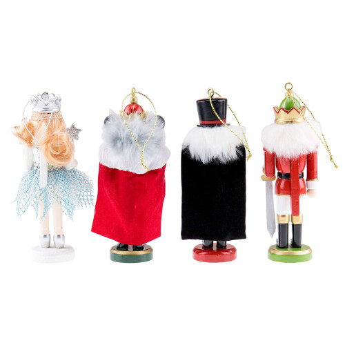 Clever Creations Conjunto Quebra Nozes 4 Peças 5 Polegadas Ornamentos de Madeira Tradicional 2