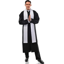 Klassisk Father Priest kostumes?t - voksen plus st?rrelse (48-52) 1 s?t - Premium sort/hvidt design Perfekt til religi?se og teaterbegivenheder