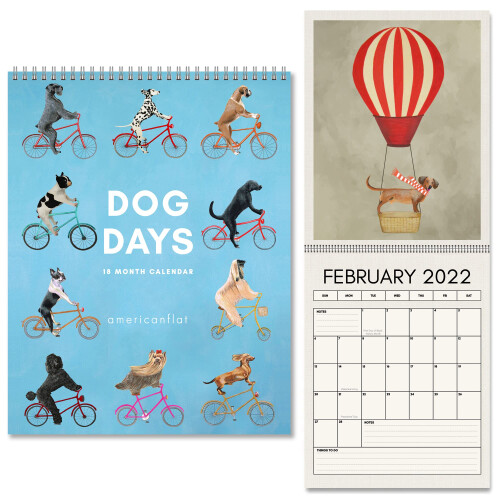 Americanflat Calendário de Parede 18 Meses - Design Cães