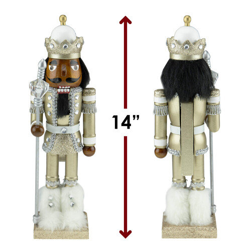 Clever Creations Rei Dourado Afro-Americano Nutcracker de Madeira 14 Polegadas 1