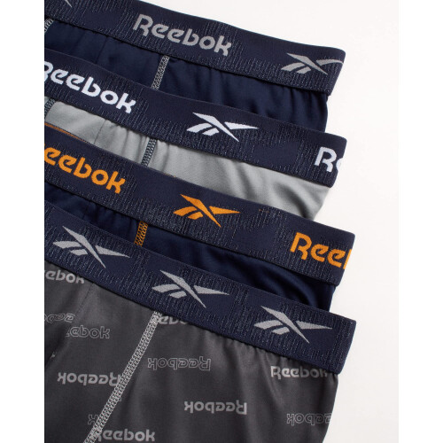 Reebok Reebok Ανδρικά Σπορ Εσώρουχα - Μαλακά Boxer Briefs (4 Πακέτο), Μικρό, Ναυτικό/Γκρι/Σχέδιο 1
