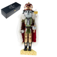 Rei Rato de Madeira Tradicional de 35 cm, Quebra-Nozes Festivo para Natal