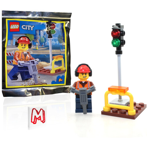 LEGO LEGO City Minifigure - Εργάτης/Κατασκευαστής με Φανάρι και Γκρέιντερ
