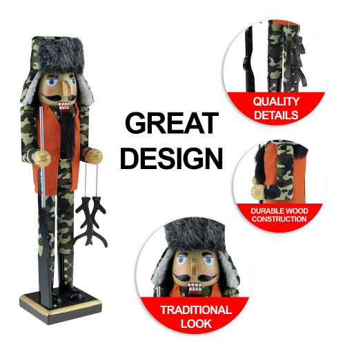 Clever Creations Caçador 15 Polegadas Quebra-Nozes Tradicional de Madeira, Decoração Natalina 2