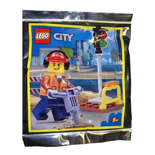 LEGO LEGO City Minifigure - Εργάτης/Κατασκευαστής με Φανάρι και Γκρέιντερ 1