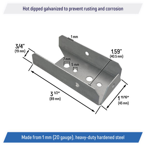 Galvanized 2x4 Fence Bracket Connector for Wood Post Deck Railing - 20 Gauge (10 Pack) 1