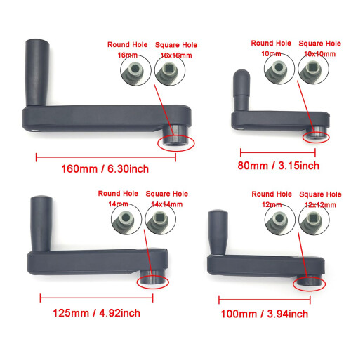 Manivela de Crank Oculta de Nylon 5 polegadas para Furadeira com Instalação Redonda ou Quadrada 2