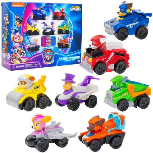 Paw Patrol Paw Patrol: Το Σετ Οχημάτων της Ταινίας - 7 Νέα Αυτοκίνητα & Φορτηγά με Φιγούρα Δημάρχου