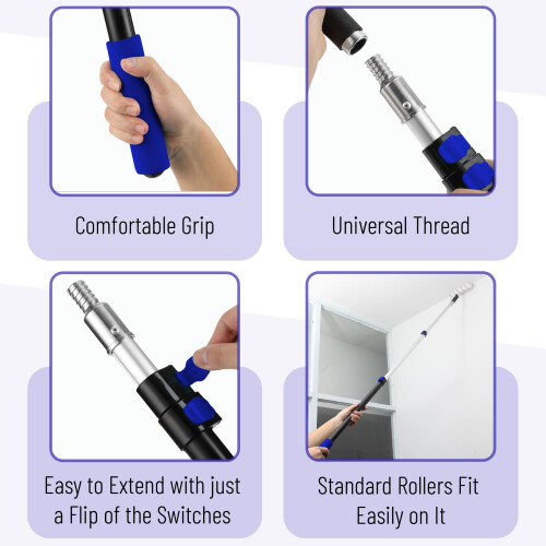 Bates- Extension Pole 2.4 to 6 Ft Pole Dark Blue Telescoping Pole 2