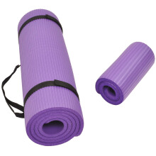 Fitvids All Purpose 1/2-tommer ekstra tyk High Density Anti-Tear Exercise Yogam?tte og kn?pude med b?restrop Lilla