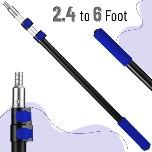 Bates- Extension Pole 2.4 to 6 Ft Pole Dark Blue Telescoping Pole 1