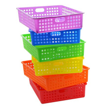 6er Set Bunte Plastik Aufbewahrungsboxen 13,75" x 10,25" für A4 Papiere, Stifte, Bastelbedarf