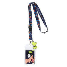 Disney Hot Diggity Dog Dingo Cordon avec porte-badge d'identification transparent et breloque chapeau vert en caoutchouc de 5,1 cm