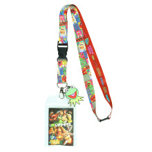 Lanire en forme de personnage The Muppets Cast avec porte-badge d'identification transparent et breloque Kermit la grenouille en caoutchouc de 5