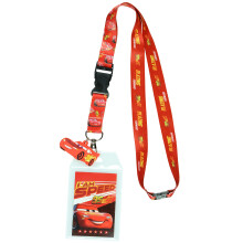 Disney Cars Lightning McQueen Blazing Forward Lanyard avec porte-badge d'identification transparent et breloque voiture de course en caoutchouc d