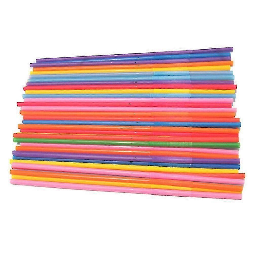 300 Pack 13" Neon Plastic Straws, Assorted Colors
