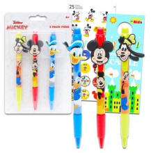 Ensemble de stylos Mickey Mouse  Lot de 3 stylos  bille Mickey Donald Goofy pour enfants et autocollants plus | Fournitures scolaires Mickey et
