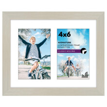 Americanflat 4x6 Double Picture Frame with Shatter-Resistant Glass - Fits Two 4x6 Photos or use as One 8x10 Picture Frame - Signature Collection - Co