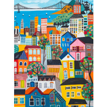Cross & Glory - Bay Breeze & Bright Lights - Legpuzzel van 1000 stukjes voor volwassenen | Levendige Volkskunstpuzzel van San Francisco | Unieke puzz