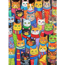 Cross & Glory - Gezellige katten en kleurrijke sjaals - Legpuzzel van 1000 stukjes voor volwassenen | Grillige kattenpuzzel | Levendige en uitdagende