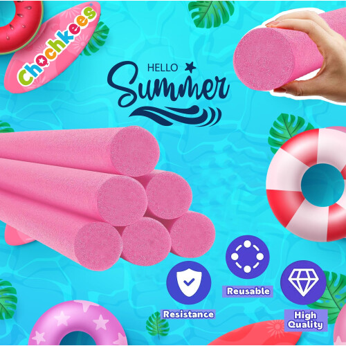 Tubo de Espuma Flutuante para Piscina, Noodles Grossos, Cores Sortidas, 52 Polegadas (Rosa) 1