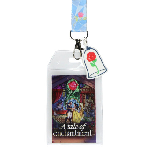 Disney Disney A Bela e o Monstro Lanyard com Porta-Crachá e Charme de Rosa de 2" 1