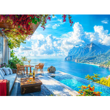 Cross & Glory  Patio au bord de la mer  Puzzle 1000 pices pour adultes | Puzzle avec patio ctier serein et vue sur l'ocan | Puzzle stimulant