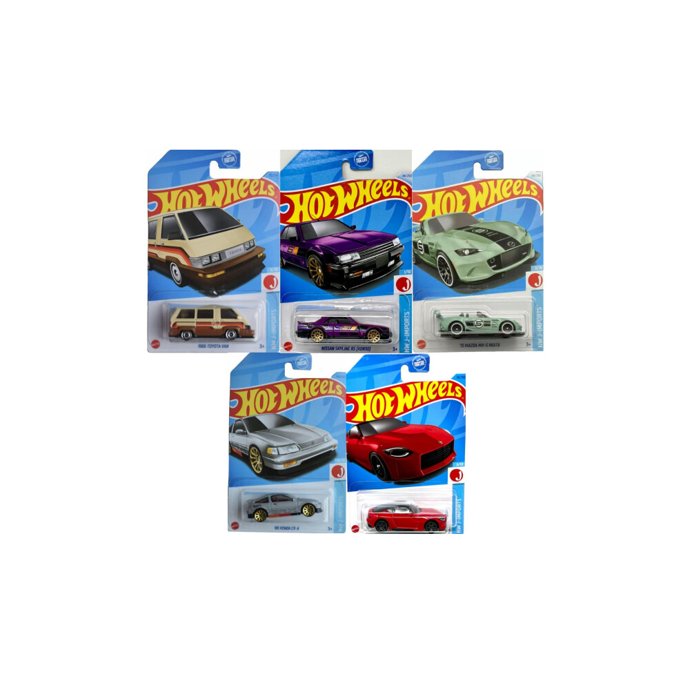 Hot Wheels J-Imports Die-Cast Cars, 5-Pack, Random Japanese Cars Collection, Random Jdm Vehicles (Styles May Vary)