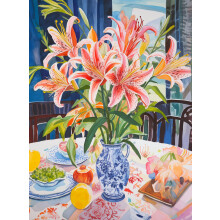 Cross & Glory - Stargazer Lilies: een bloemenmeesterwerk - puzzel van 1000 stukjes voor volwassenen | Beste nieuwe puzzel met bloemenkunstwerk | Unie