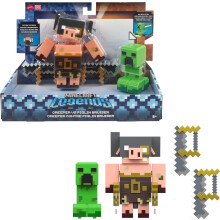 Mattel Minecraft Legends Action Figure 2-Pack, Creeper vs Piglin Bruiser, Attack & React, 3.25 tum